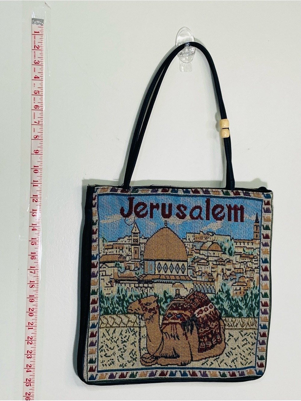 NEW Jerusalem Tapestry Tote Bag with Camel Motif - Blue/Tan